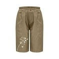 thumbnail image 4 of Taqqpue Women's Bermuda Shorts Linen Shorts Printed High Waisted Lightweight Comfy Casual Shorts Summer Beach Vacation Outfit, 4 of 7