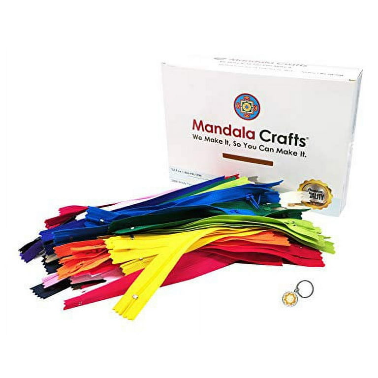 Nylon Zippers for Sewing, Bulk Zipper Supplies by Mandala Crafts (10 Inches, Black)