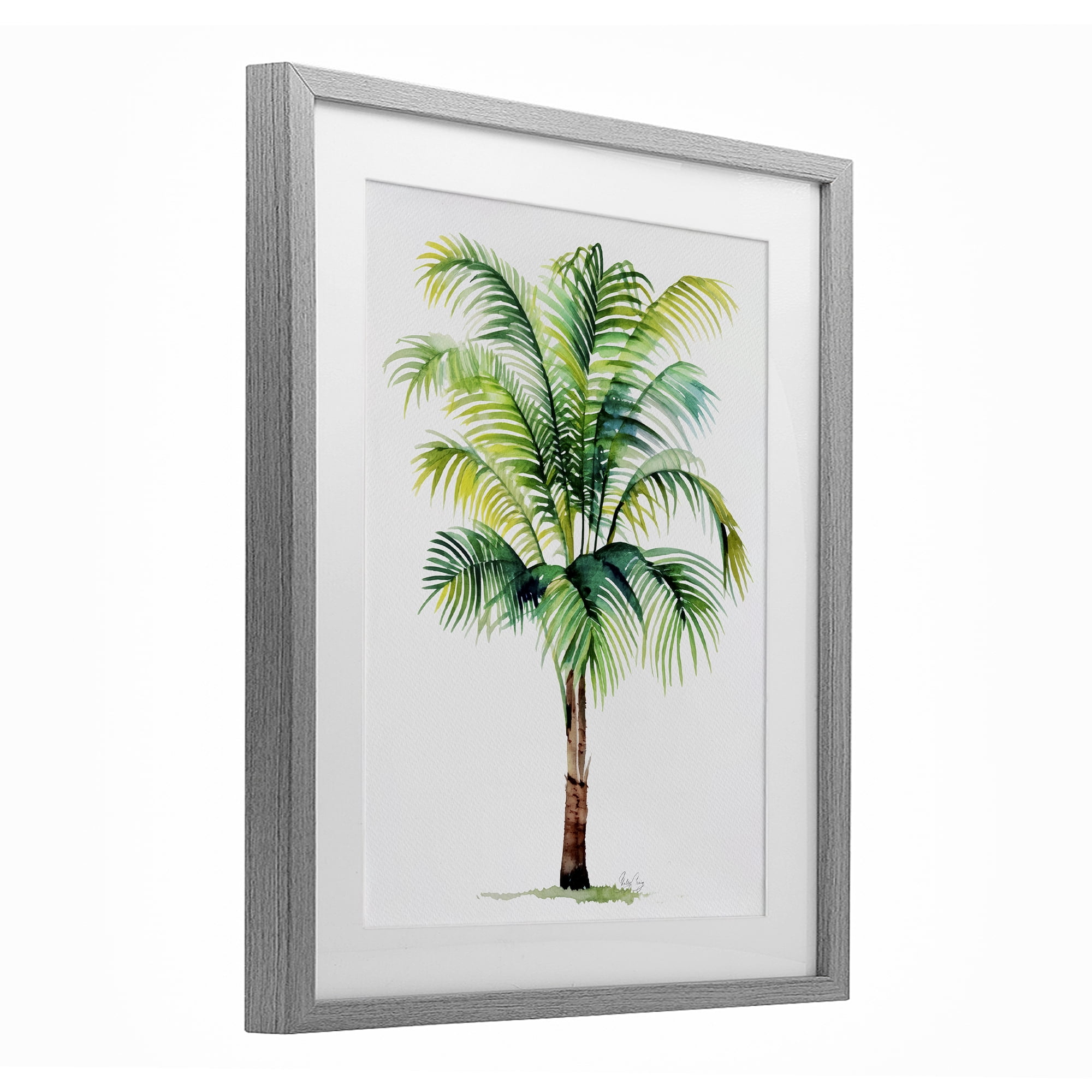Stupell Industries Breezy Fronds Palm Gray Framed Print Under Glass, design by Shelly Craig