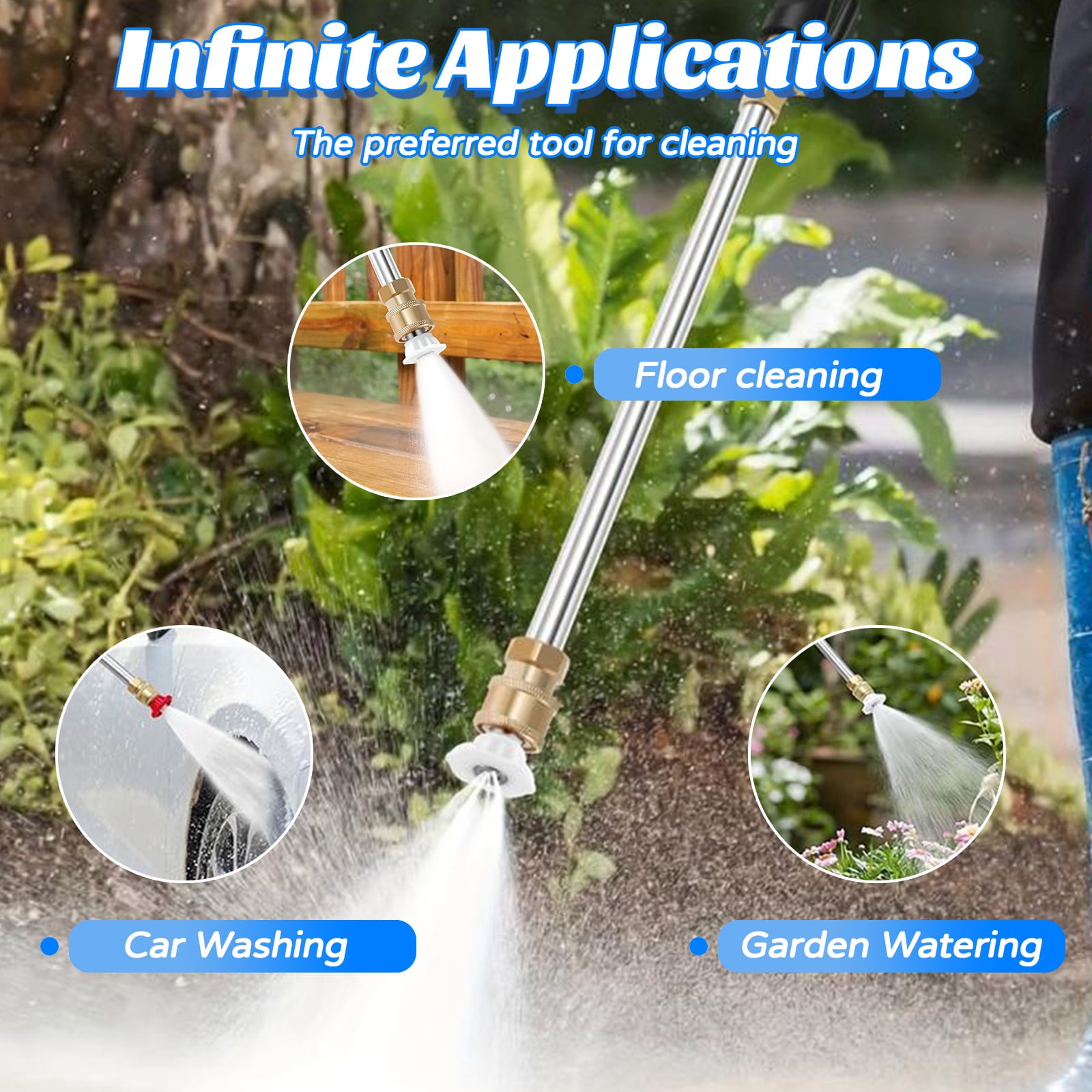 Jet Nozzle Power Washer for Garden Hose, 3 High-Pressure Nozzles, 2026 New High Pressure Water Jet for Patio Garden Outdoor Cleaning