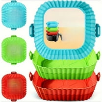 3 Pack Air Fryer Silicone Liners Pot for 3.6 to 6.8 QT, Air Fryer Silicone Basket Bowl, Replacement of Flammable Parchment Paper, Reusable Baking Tray Oven Accessories