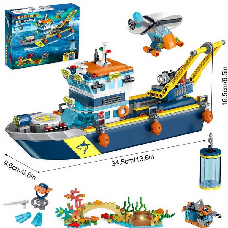 HogoKids Floatable LED Ship Building Kit, Ocean Toy with Submarine
