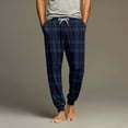 thumbnail image 2 of Mens Pajama Pants Plaid Soft Drawstring Elastic Waist Sleep Pants with Pockets Lightweight Loungewear Jogger Bottoms,Dark Blue 3XL, 2 of 6