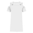thumbnail image 6 of Kvture Women Cold Shoulder T Shirt Dress Wide Strap Short Sleeve Casual Tunic Dresses Loose Comfort Lounge Dress White, 6 of 7