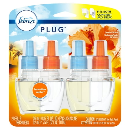 Febreze Plug Air Freshener Scented Oil Refill, Hawaiian Aloha, 2 Count