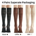 thumbnail image 5 of G&Y 4-Pair Women‘s Knee High Stockings, Grid Pattern, 50D  Semi-Sheer, Coffee, 5 of 5