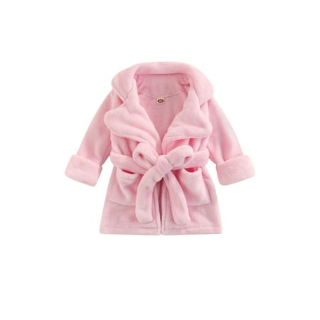 

Kids Boys Girls Flannel Bathrobe Sleepwear Long Sleeve Night Pajama Underwear Fleece Robe Bath Towels with Belt
