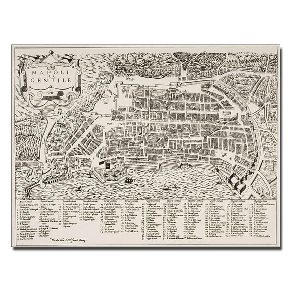 Trademark Art 'Map of Naples, 1600' Canvas Art