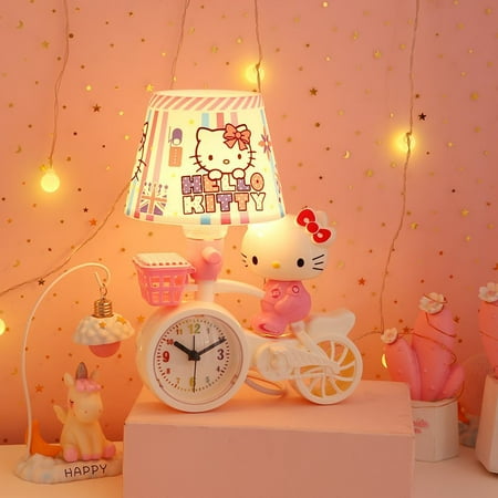 Anime Cinnamoroll Hello Kitty Night Lights Kawaii Sanrio Cute Decoration Bedroom Sleep Light with Alarm Clock Desk Gift