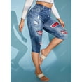 thumbnail image 3 of Talla grande 3D RAIPADO JEAN IMPRESIÓN PLAYLE CAPRI Jeggings Rosegal Leggings de talla grande, 3 of 5