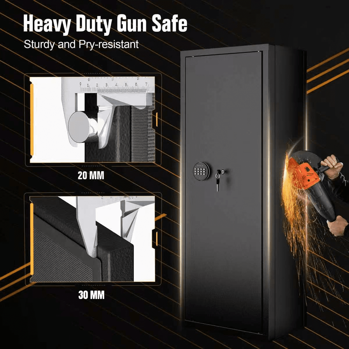 SOLAURA 10-14 Gun Safe, Quick Access Long Gun Safe for Home Rifles and Pistols, Large Gun Cabinet with Adjustable Shelves for Home, Office(Assembly Required)