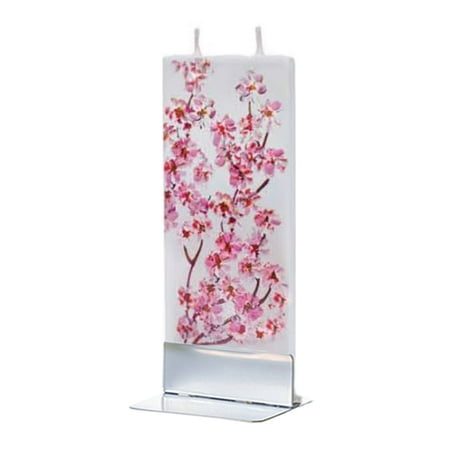 Flat Havdalah Candle - Flatyz Handmade Twin Wick Unscented Thin Flat Candle - Cherry Blossom Pink