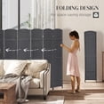 thumbnail image 5 of 8-Panel Folding Room Divider, Charcoal Gray Woven Polypropylene with Pine Wood Frame, Elegant Arched Top Privacy Screen for Home Office, No Assembly Required, 5 of 7