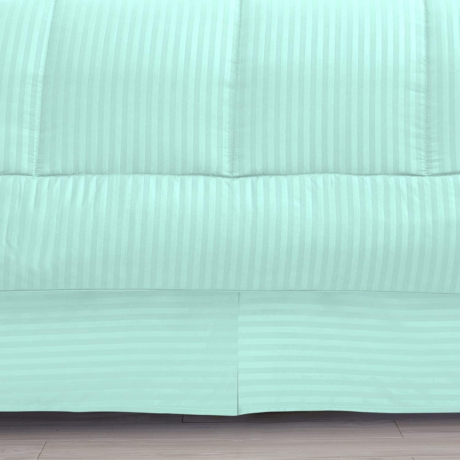 D.N.G. BEDDINGS King/Cal King Size 800 Thread Count, 100% Egyptian Cotton, Aqua Blue Premium Hotal Quality, 5 Piece Box Design Striped Comforter Set