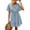 Floral Light Blue, variant on Women Summer Bohemian Leopard Print Casual V Neck Ruffle A-Line Mini Dress with Belt, L Black