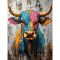 Colorful Bull Canvas Painting Wall Art Decor,Suitable for Living Room, Bedroom, Office, Dining Room and Kitchen Decoration.