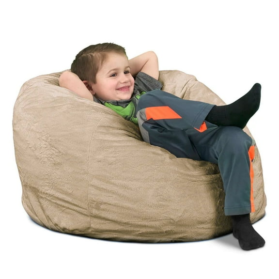 Ultimate Sack 30-Inch Kids Bean Bag Chair Oversized Foam Seat, Camel Suede Cover