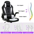 thumbnail image 5 of YRLLENSDAN Gaming Chair Video Game for Adults, Leather High Back Computer Chair with Flip-up Arms/Lumbar Support/Headrest Adjustable White Desk Chairs for Computer, Women Men, 5 of 8