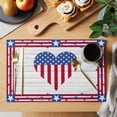 thumbnail image 2 of Independence Day Placemats Set of 12, Love Heart USA Flag Wood Grain Non-Slip Place Mats Washable Table Mats for Kitchen Dining Table Decorations Indoor/Outdoor, 2 of 9
