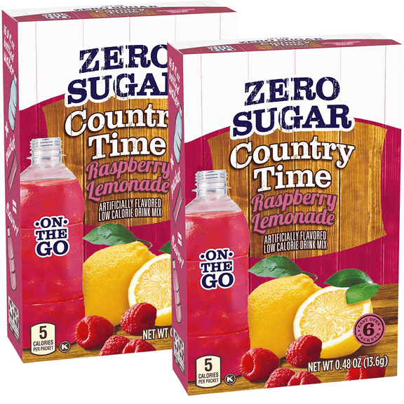 Country Time Zero Sugar Raspberry Lemonade Sugar-Free Easy to Go, Drink Mix - 2 Packs