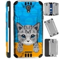 thumbnail image 1 of Compatible Wiko Ride (Boost) Case Brushed Metal Texture Hybrid TPU Silver Guard Phone Cover (Cute Cat Gray Stripe), 1 of 3