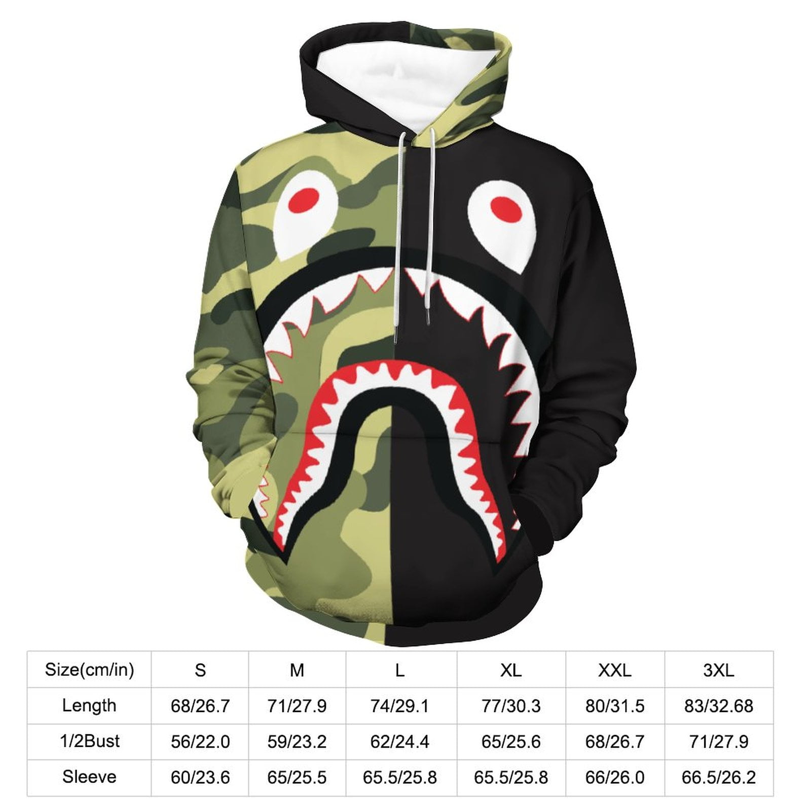 BAPE Camo Shark Casual Hoodie for Men Women Active Hooded Sweatshirt Soft Warm Sweater Jackets XL Walmart