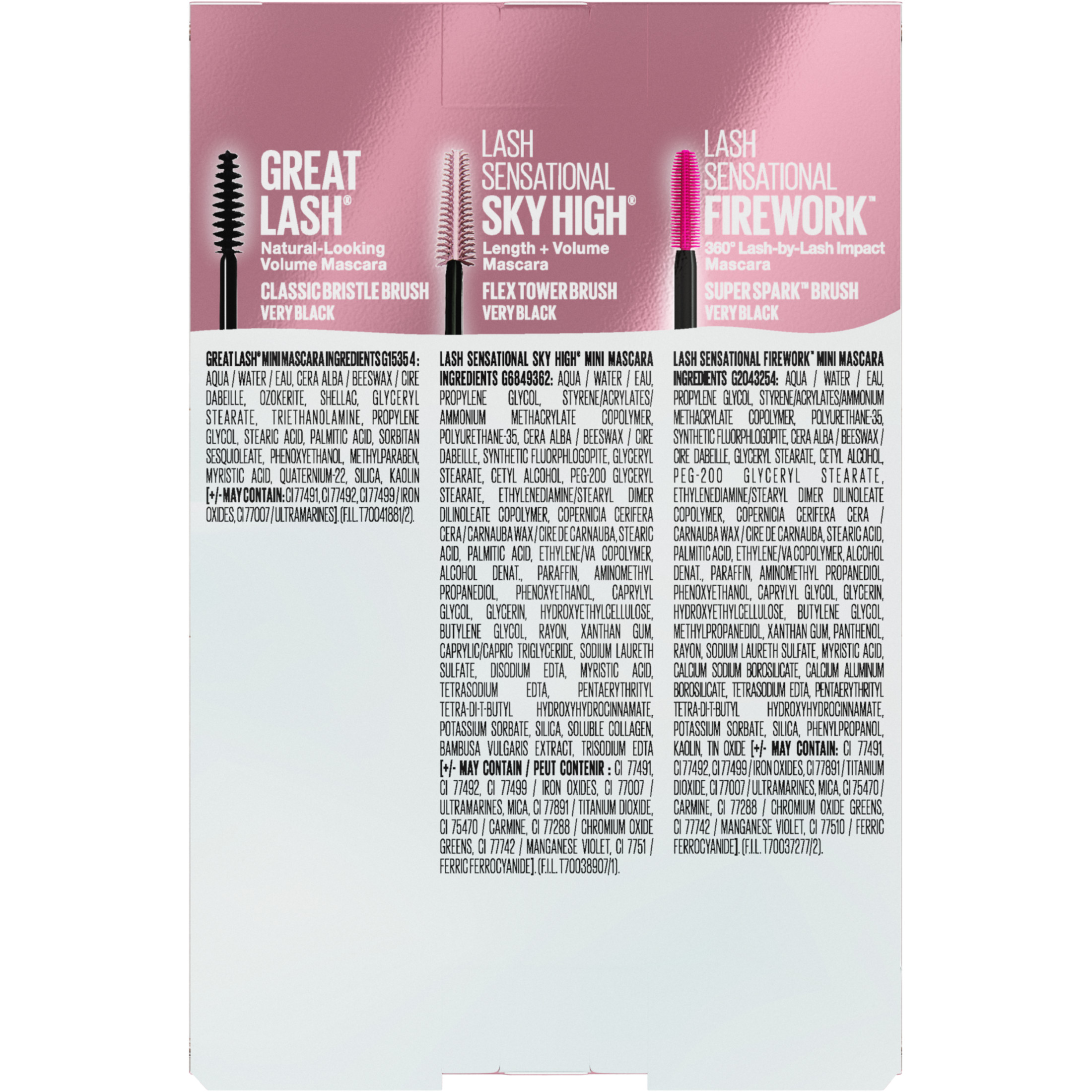 Maybelline Lash Sensational Holiday Beauty Gift Set, Mini Mascara 3 Piece, Very Black