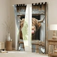 thumbnail image 3 of Manfei Funny Animal Black Out Curtains, Cute Highland Cow Curtains Pack of 2 (42x63 Each), Brown Gray Barn Door Bedroom Curtains, Luxurious Farmhouse Home Decor, 3 of 6