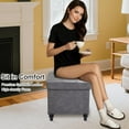 thumbnail image 5 of Storage Ottoman Bench, 15 Inches Foldable Ottoman Foot Stool with Legs, PU Leather Footrest for Living Room, Bedroom, Dorm (Grey), 5 of 14