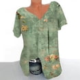thumbnail image 4 of Blusas de Manga Corta para las Mujeres con Cuello en V Impreso Suéter Casual Top, Blusas para las Mujeres Casual, 4 of 5