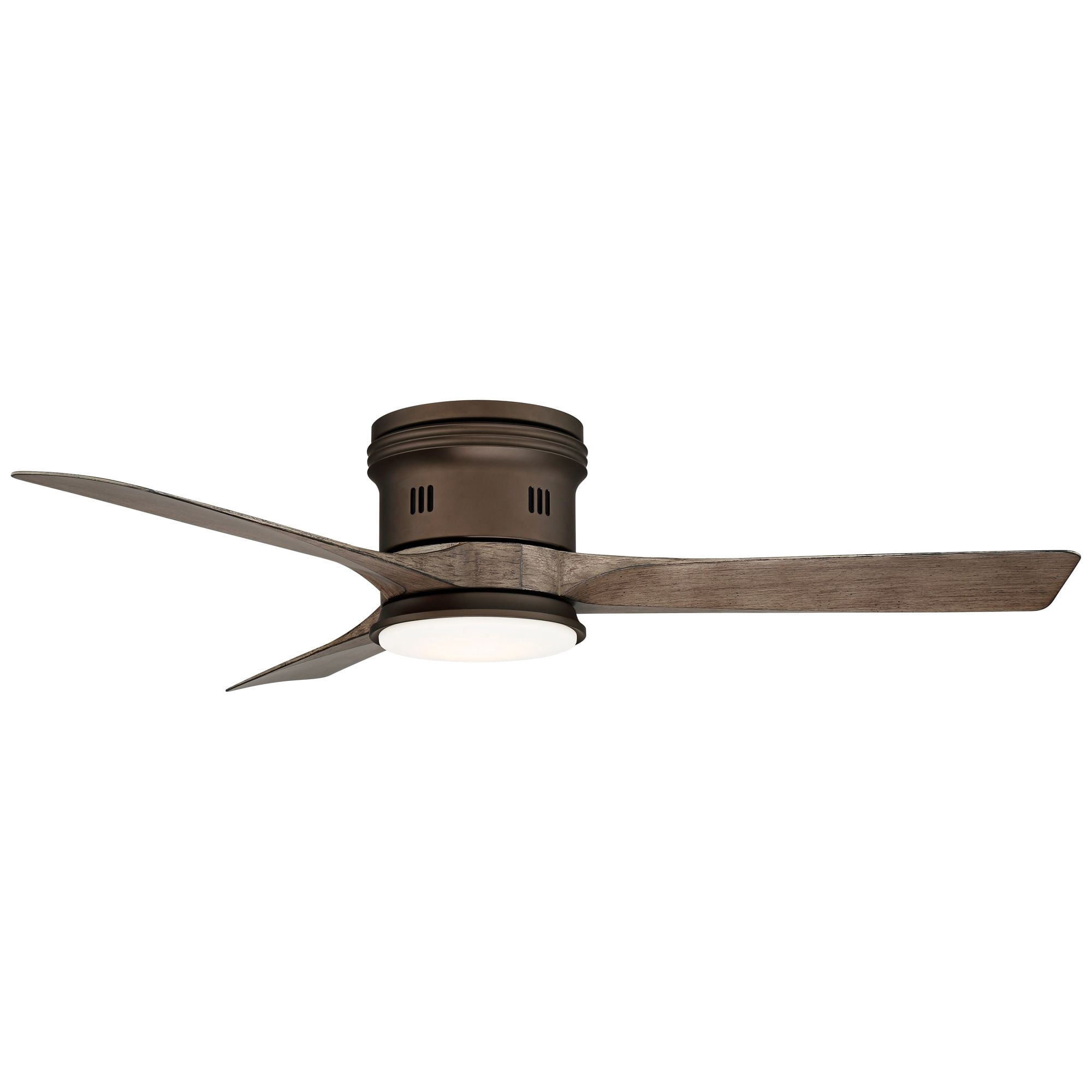 54" Casa Vieja Modern Hugger Low Profile Indoor Outdoor Ceiling Fan with Light LED Remote Bronze Wood Opal Glass Damp Rated Patio