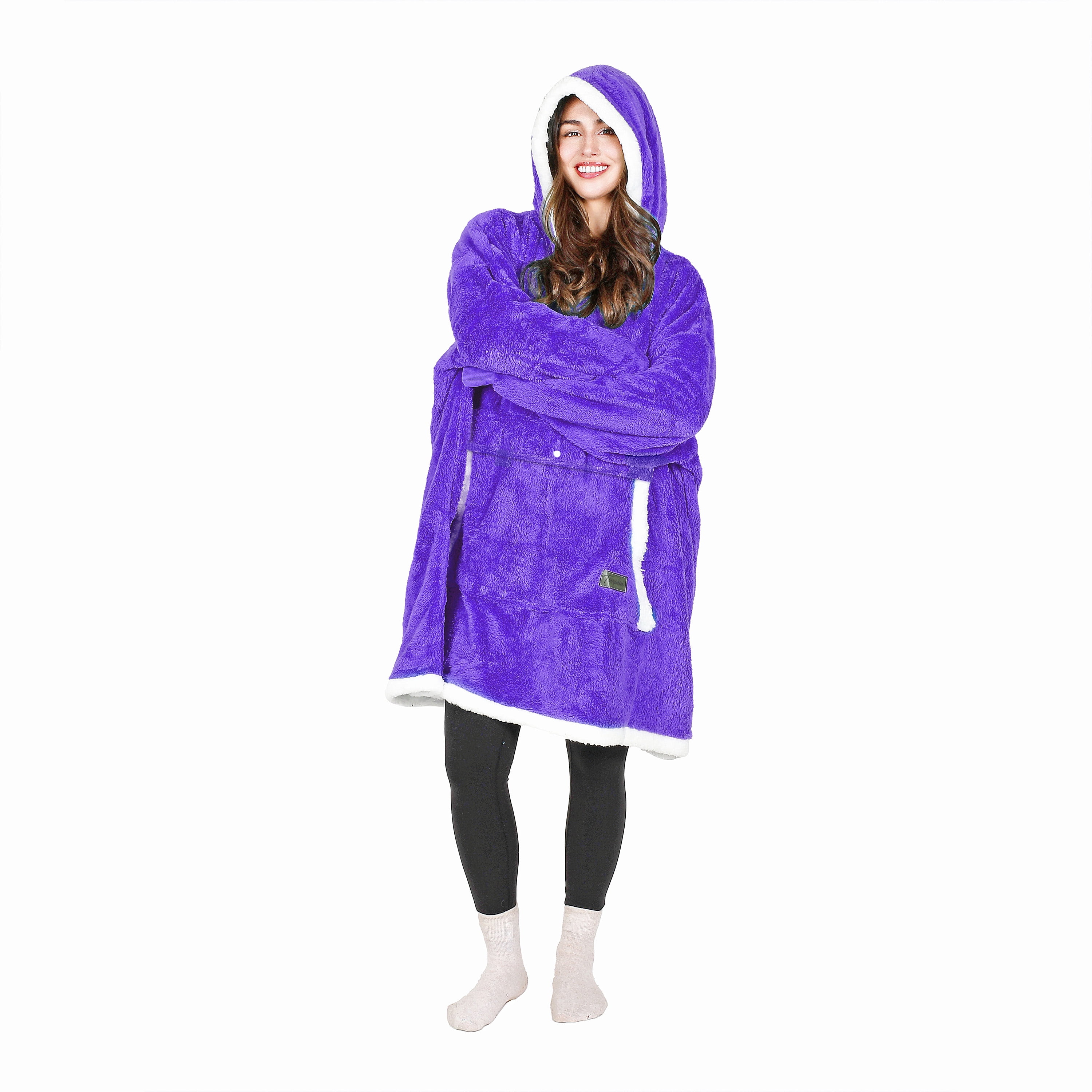 Tirrinia Oversized Blanket Hoodie, Wearable Fluffy Sherpa Blanket, Lightweight Cozy Sweatshirt Blanket Gift for Adult Women Men
