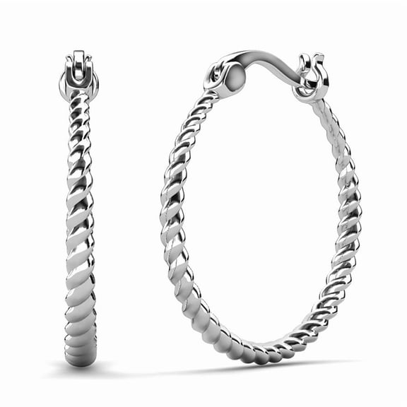 Cate & Chloe Matilda 18k White Gold Plated 25mm Hoop Earrings for Women, Gift for her