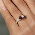 thumbnail image 4 of Gem Stone King 18K Yellow Gold Plated Silver 3-Stone Ring Rhodolite Garnet Moissanite (2.02 Cttw), 4 of 6