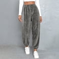 thumbnail image 4 of RQYYD Womens Drawstring Fuzzy Fleece Pants Plus Size Winter Warm Thicken Jogger Athletic Sweatpants for Ladies Comfy Soft Plush Pajama Pants Gray 4XL, 4 of 7