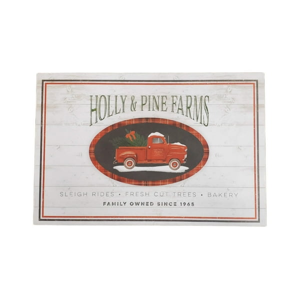 Holly Pine Christmas Decorative Box 14.5x9.75x4"