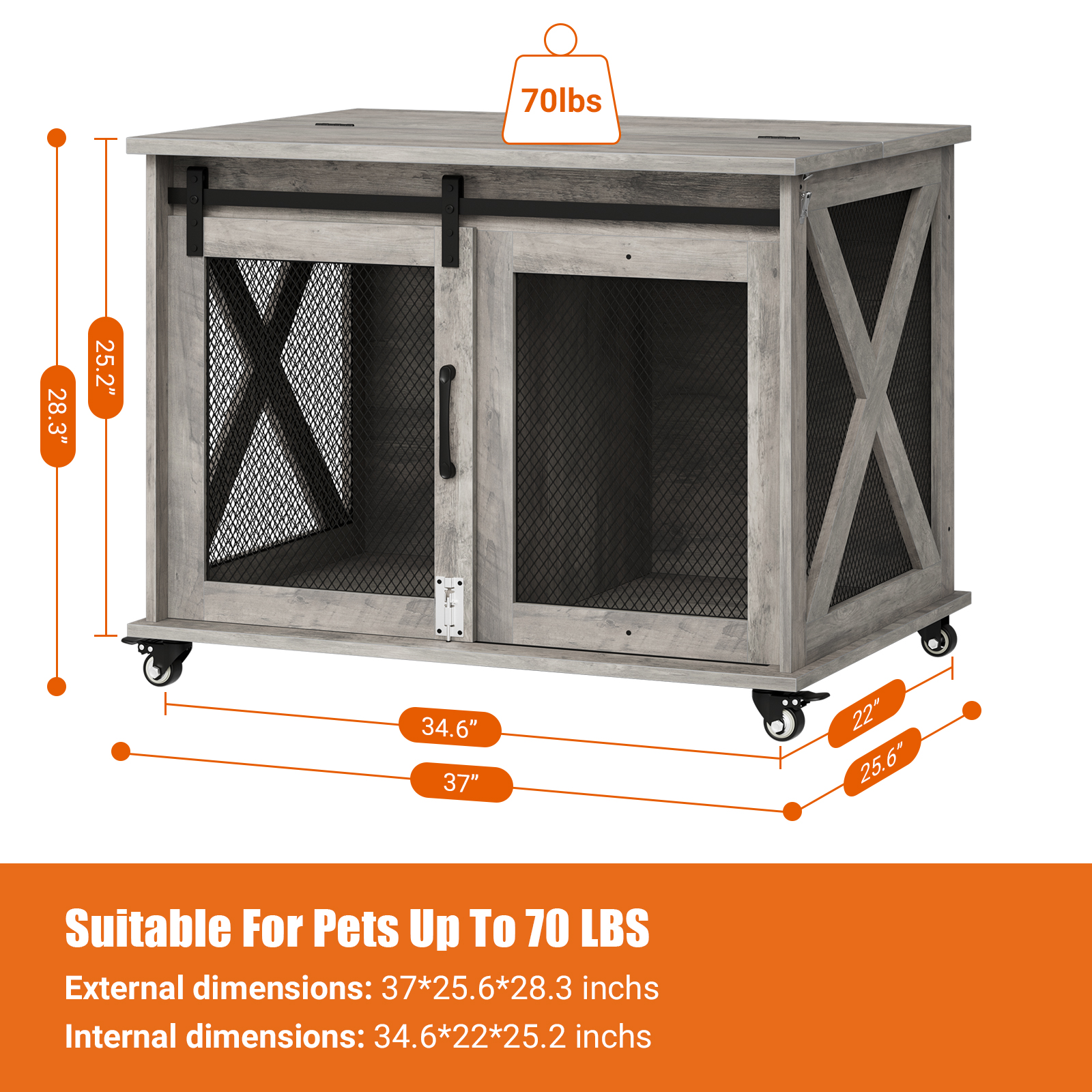 Farmhouse Chic: 37" Dog Crate as Home Decor | Stylish Sliding Door Kennel That Enhances Your Living Space