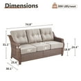 thumbnail image 3 of OPOHORO 75" Wide Brown Wicker Patio 3-Seat Couch, Weather Resistant Rattan Outdoor Lounge Sofa with Deep Seat and 6" Thick Cushion for Patio Backyard Porch, Beige, 3 of 10