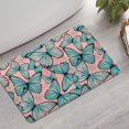 thumbnail image 2 of Blue Butterfly Pink Background Pattern Bathroom Rugs Mat,Non Slip Microfiber Bathroom Rug,Rubber Backing,Soft Bathroom Mats for Bathroom Floor,Tub and Shower,17x27in(43x68cm), 2 of 5
