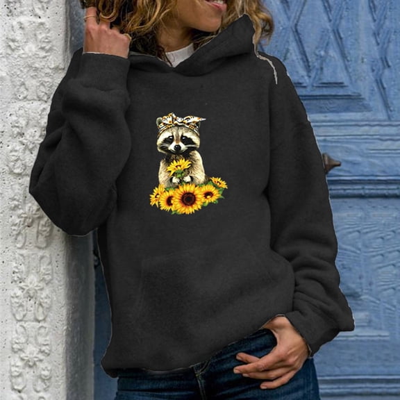 Tejiojio Womens Fall casual hoodie pullover women's animal print sweatshirt long sleeve sweat