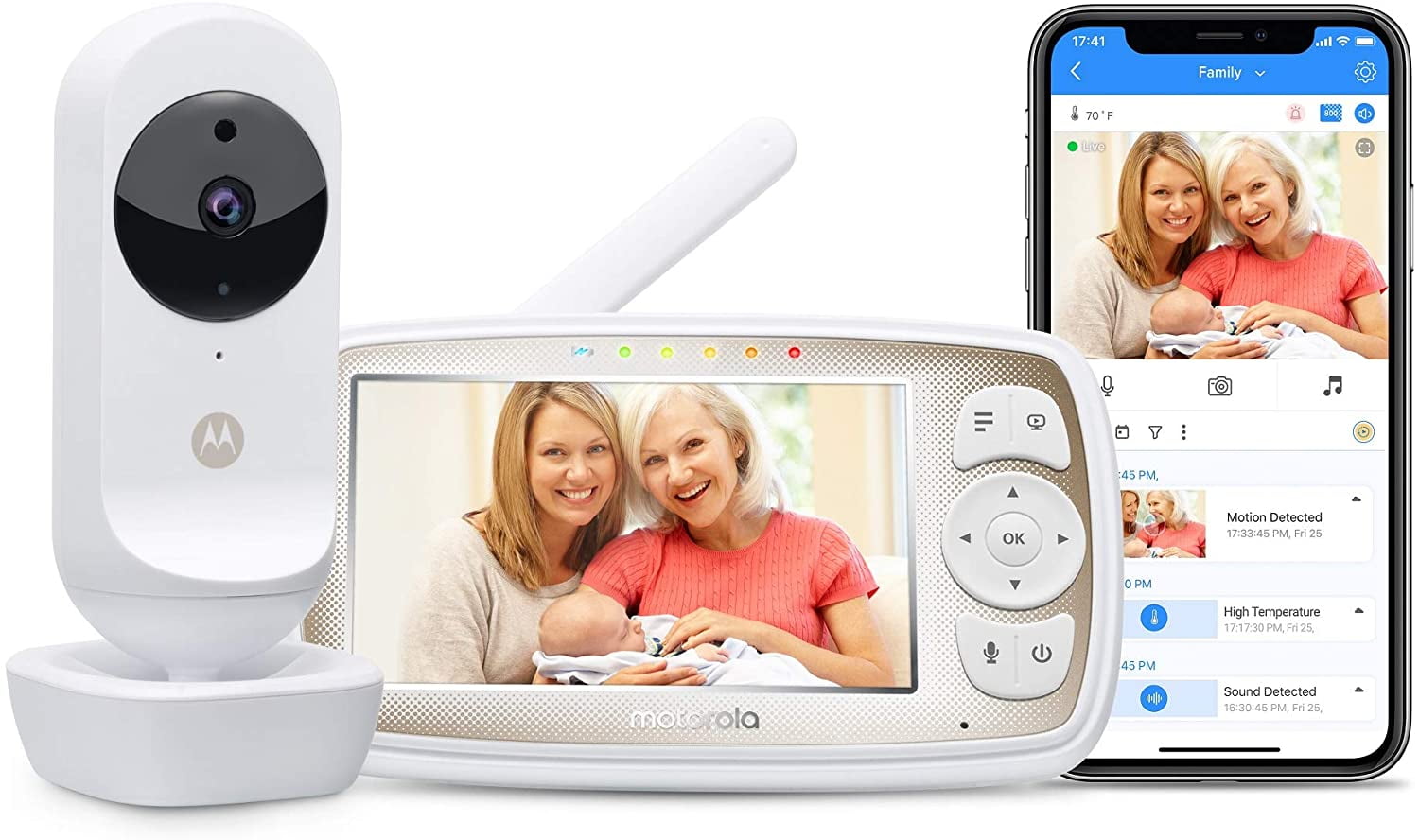 Motorola Connect20 Wireless Video Camera 4.3” Parent Unit and WiFi HD Home Monitor for Baby
