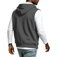 thumbnail image 6 of EANJE Men's Hooded Sleeveless Zip Vest Casual Drawstring Regular Fit Hood Knit Multi Color Layering Tops With Pockets Dark Green M, 6 of 7