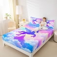 thumbnail image 3 of Erosebridal Cute Unicorn Silhouette Full Size Sheets，Girls Unicorn With Wings Print Bed Sheets For Kids Girls 4-Piece, 3 of 6