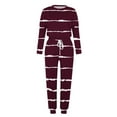 thumbnail image 4 of QUYUON Womens Pajama Set Striped Print Soft Long Sleeve Tops with Pants Two Piece Outfits for Women Tracksuit Sweat Suits Workout Jogging Sets Loungewear with Pocket Y-6 Wine 3XL, 4 of 5