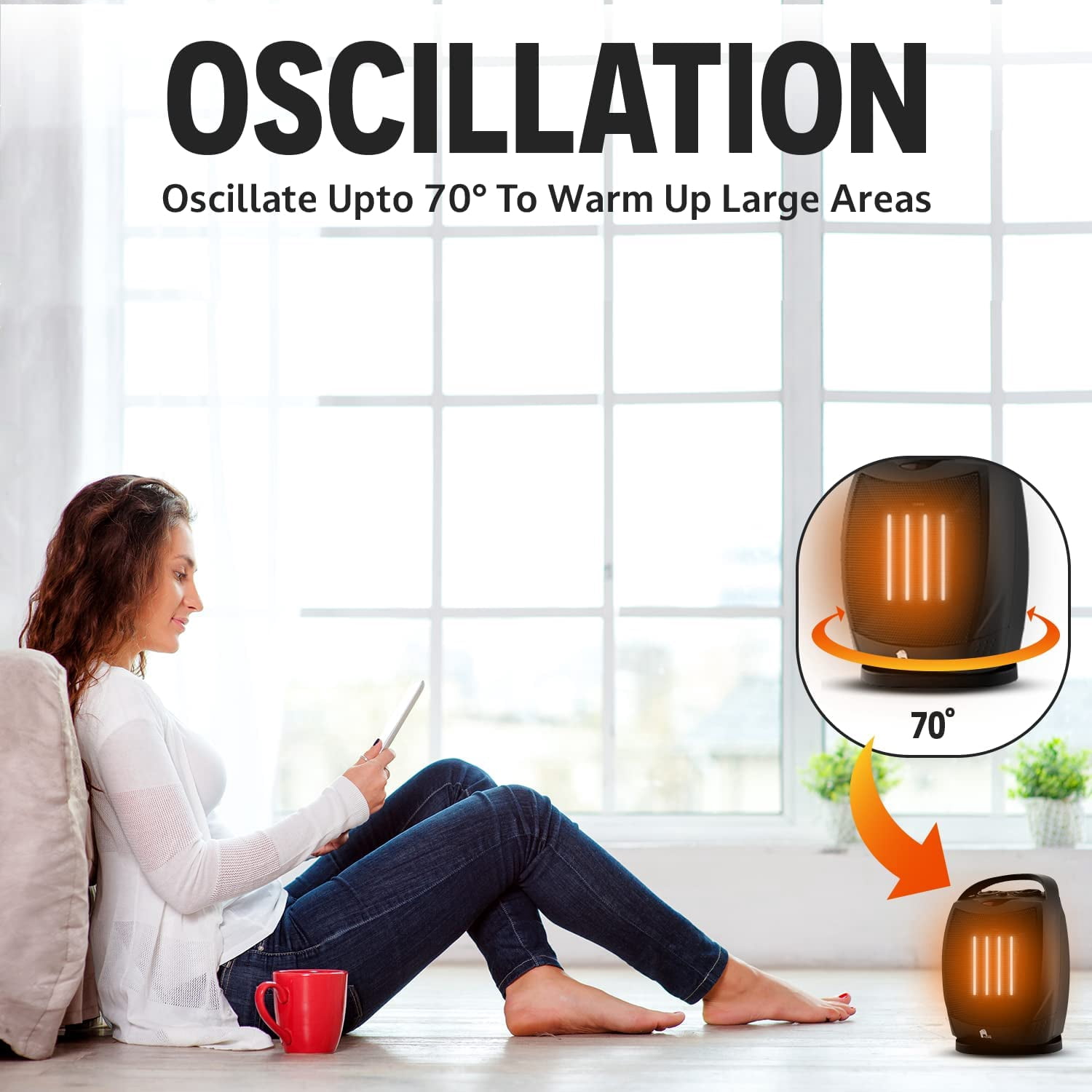 Econohome - Portable Electric Space Heater 1500W/750W - Super Quiet  Oscillating Heater Fan with Thermostat - Walmart.com