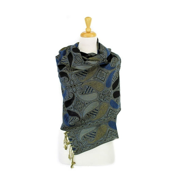 Paisley Pattern Tow Layered Woven Pashmina Shawl Scarf Wrap Stole