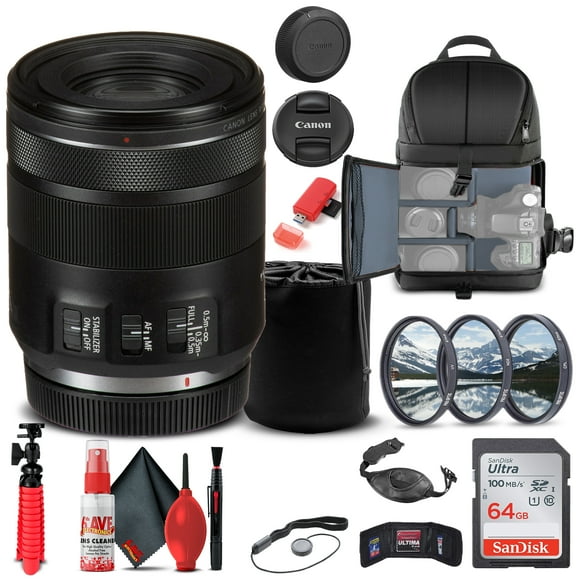 Canon RF 85mm F/2 Macro IS STM Lens (4234C002) + Trousse de Filtres + Sac à Dos + Plus (Modèle International)