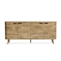 LuxenHome Natural Oak Manufactured Wood 4-Door 71.1-Inch Wide Sideboard Cabinet