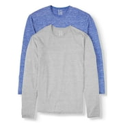 Blue Star Clothing Men's Base Layer Performance Heathered Long Sleeve Crew Neck Fitness T-Shirt - 2 Pack