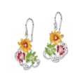 thumbnail image 4 of Sterling Silver Red, Green and Yellow Enamel Flower Dangle Earrings, 4 of 4